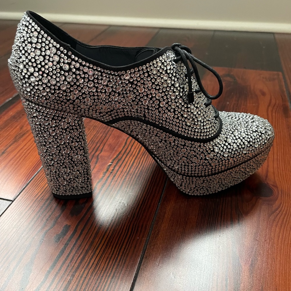 Gianni Bini 20th Anniversary Rhinestone Embellished Lace-Up Platform, Size 9.5M